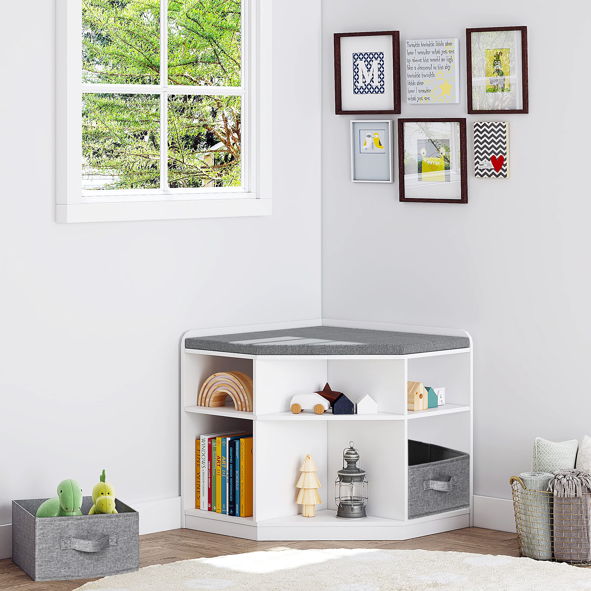 UTEX Kids Corner Reading Nook/Bench with Storage