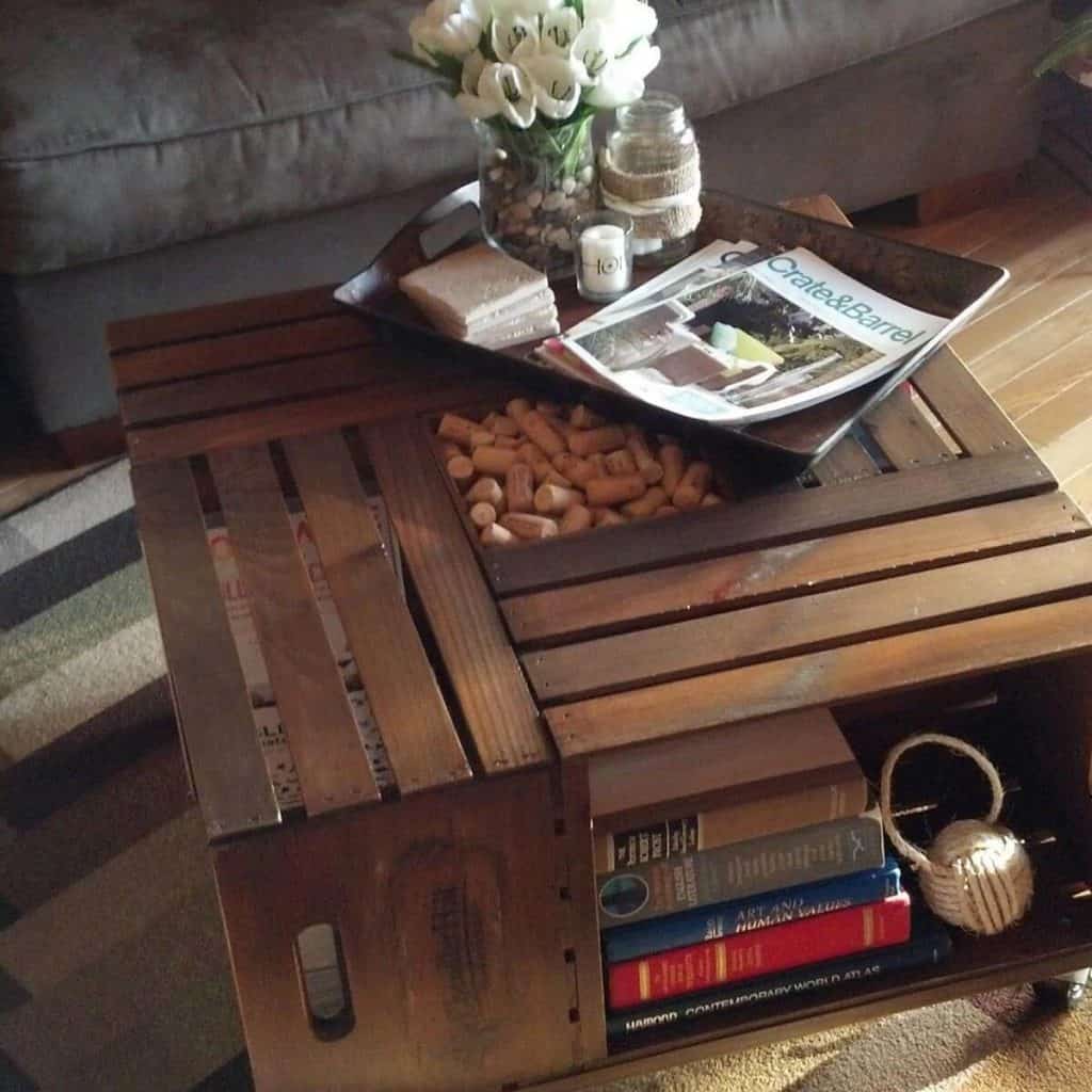 DIY Wine Crate Coffee Table
