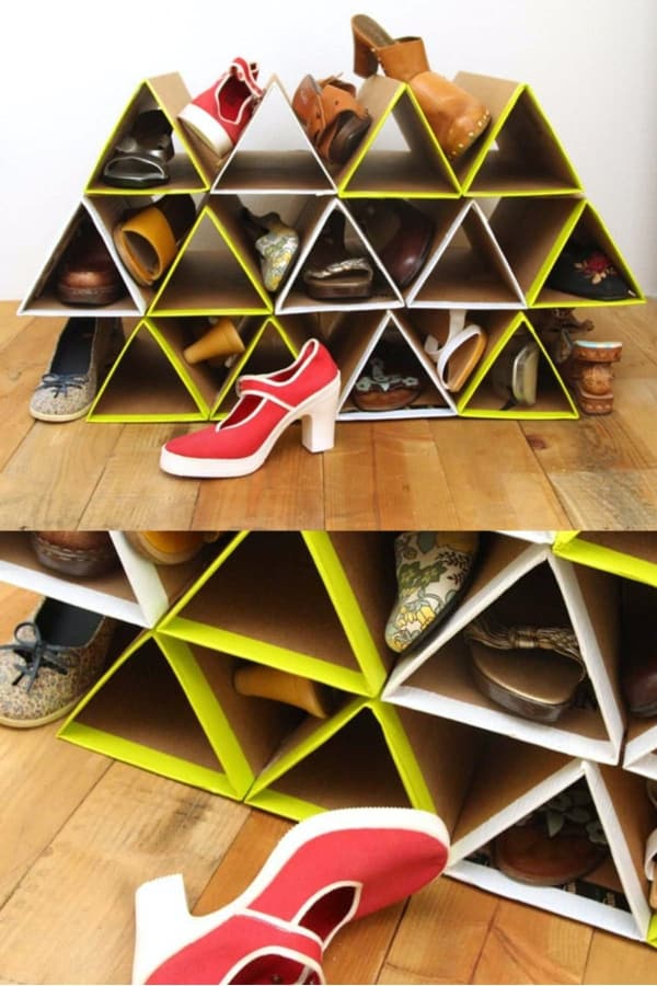 DIY Cardboard Shoe Rack