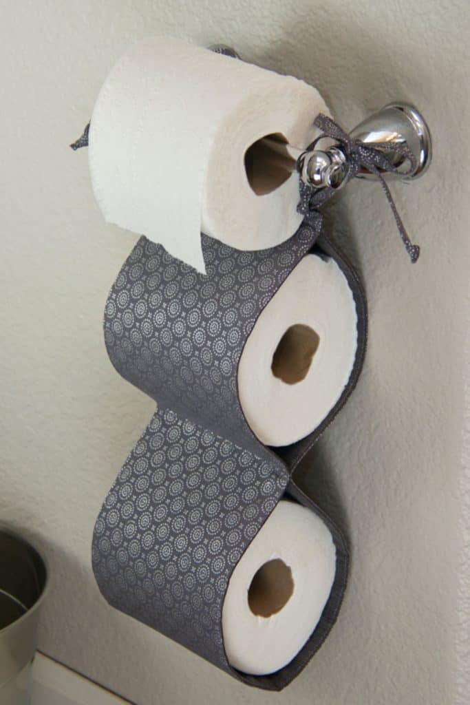 Toilet Paper Holder with Fabric Storage