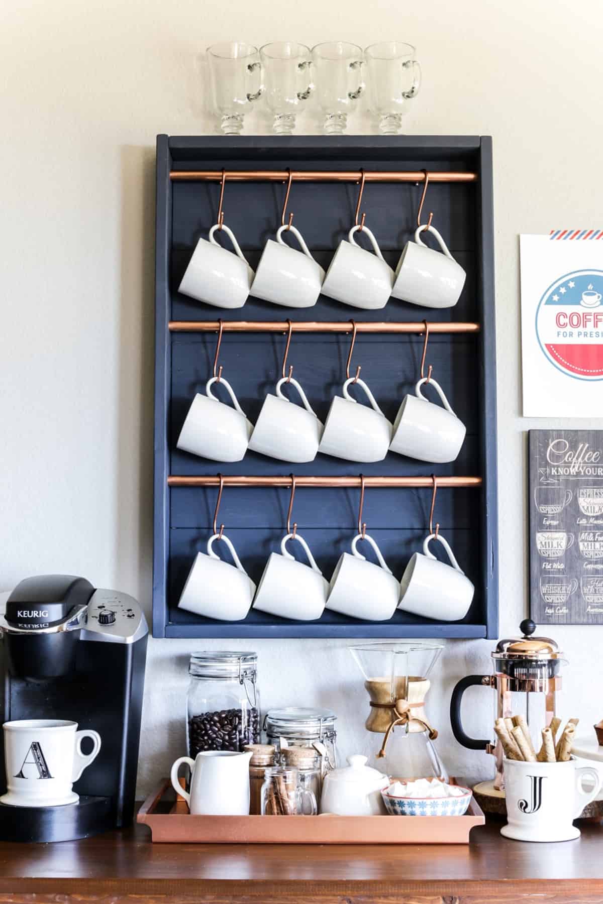 Coffee Station with “Hook Shelf”