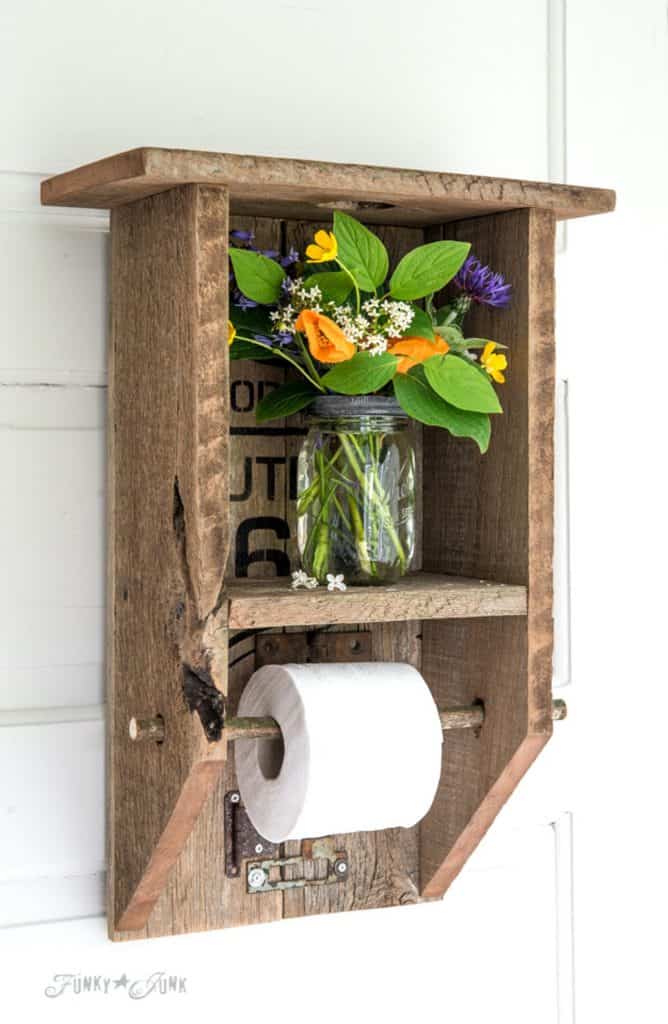 Wooden Toilet Paper Holder with Flowers