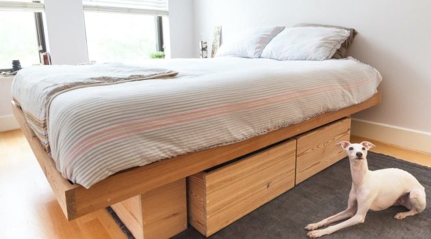 DIY Platform Bed with Storage Wood