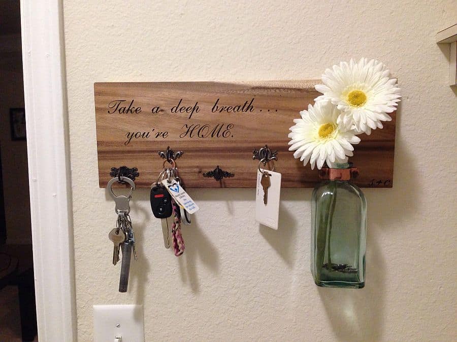 Welcome Home Wooden Key Holder Wall Mounted Key Holder Key Hook With A Key Chain