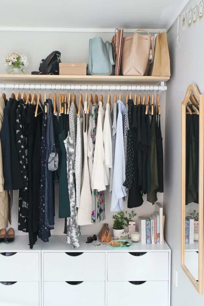 Open Wardrobe and DIY Shelf (by. madefromscratch.co.nz)