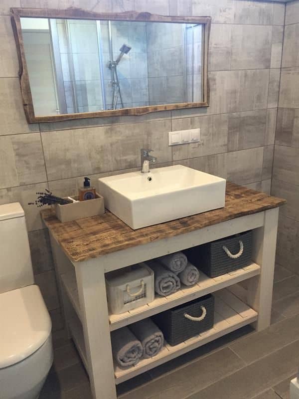White Vanity with Reclaimed Board (by. buildsomething.com)