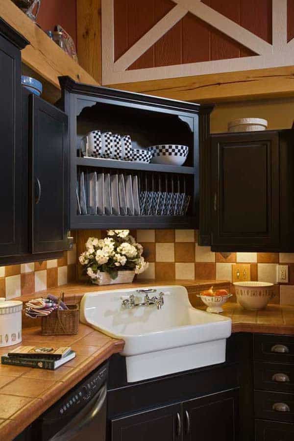 White Corner Sink with Black Cabinet (by. hard-pan.rssing.com)