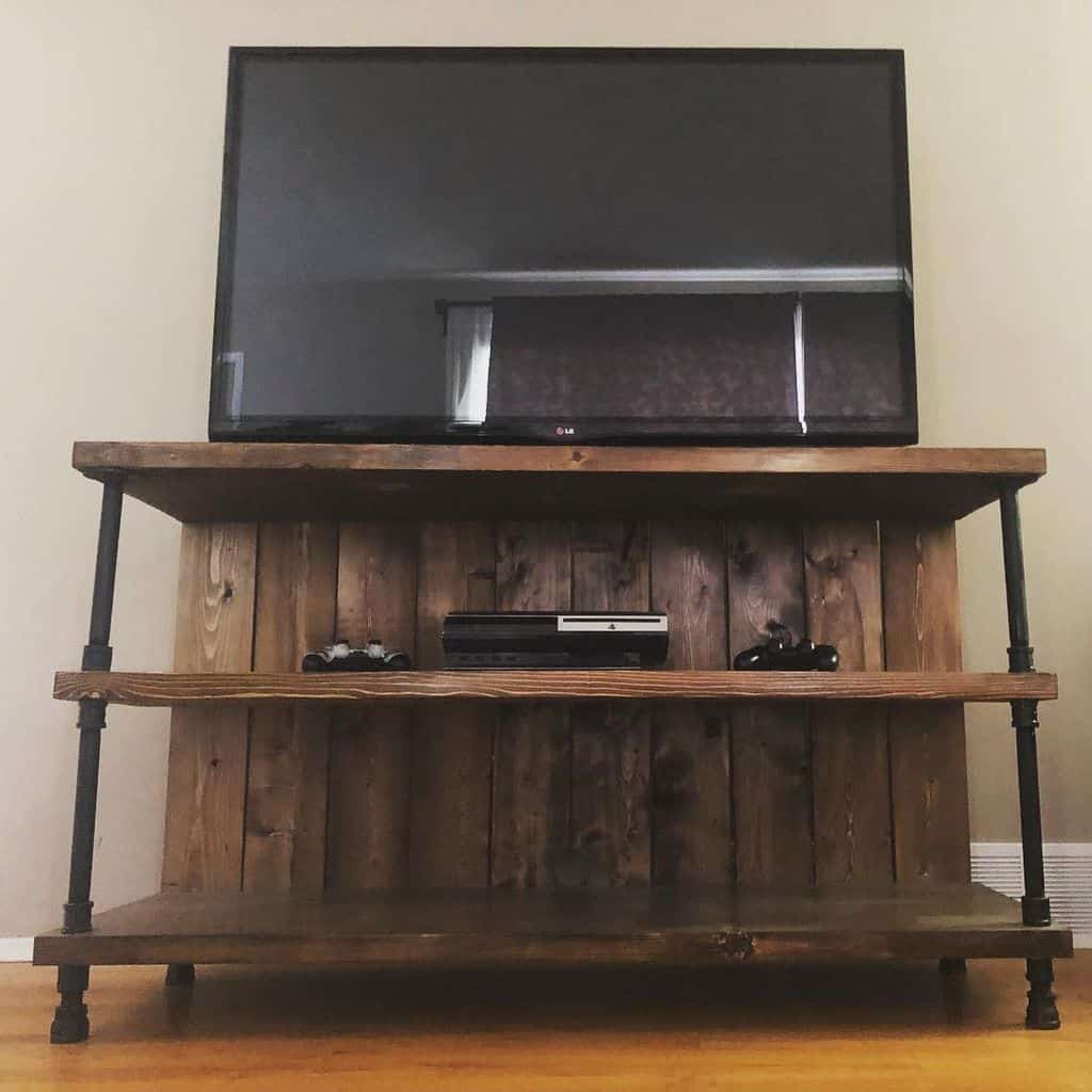 Reclaimed Rustic TV Stand with Steel (by. @_stuffbysyd_)
