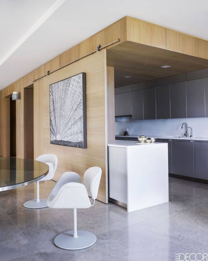 Gray Cabinets in Modern Kitchen (by. elledecor.com)