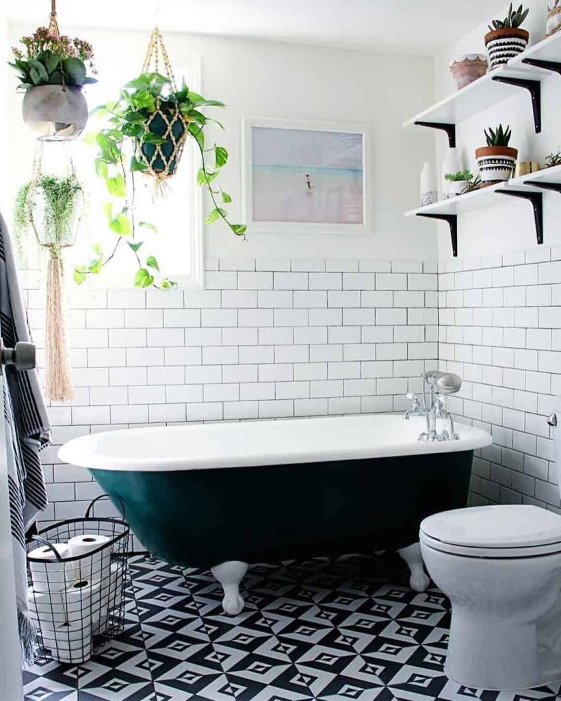 Green Mid-century Modern Bathroom