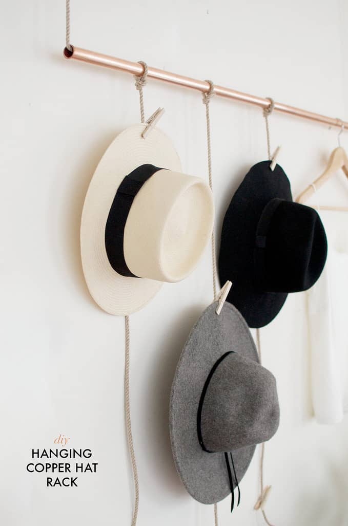 Simple Hat Hanger with Copper Bar