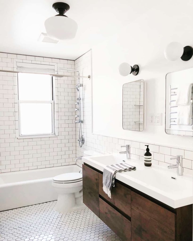 White Bathroom with Different Tiles