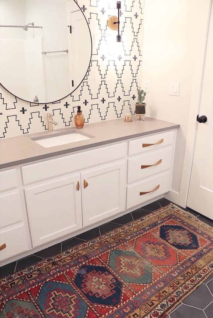 White Bathroom with Traditional Motifs
