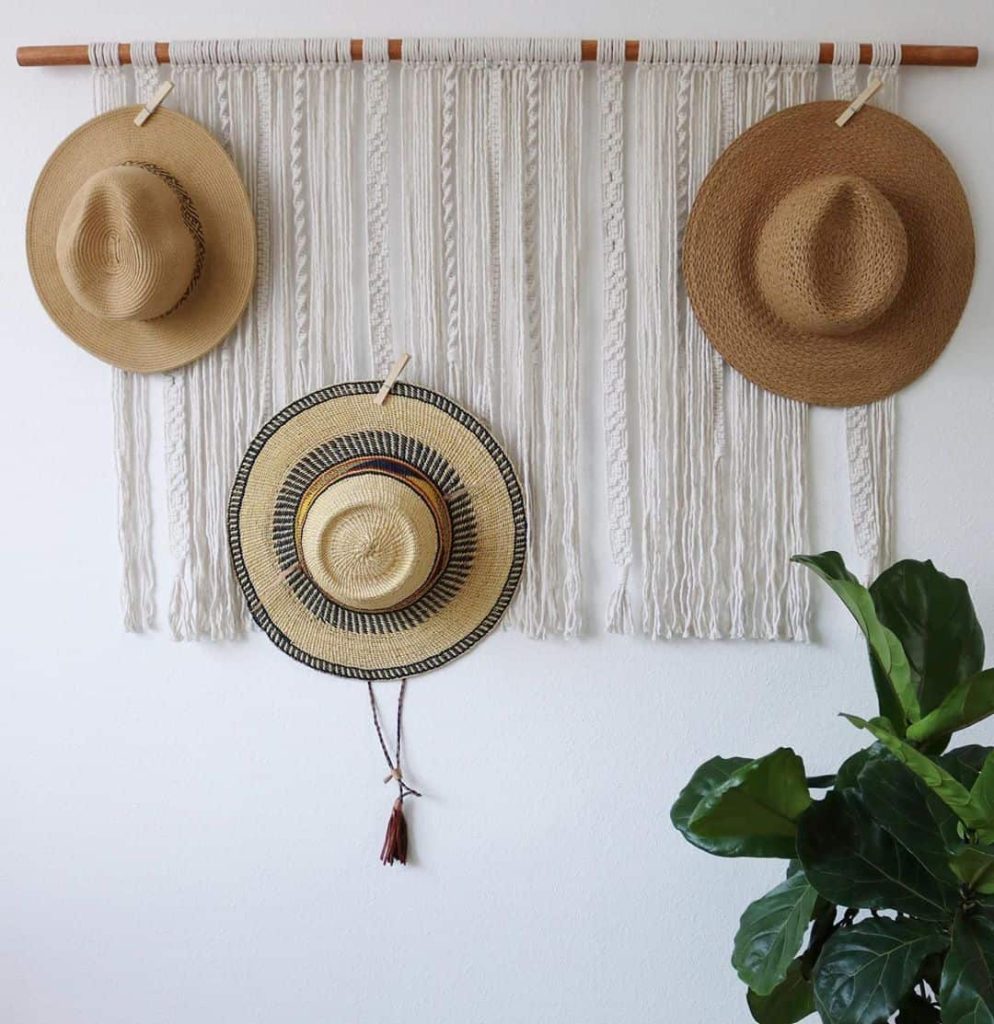 Wooden Bar and Linen Hat Hanger