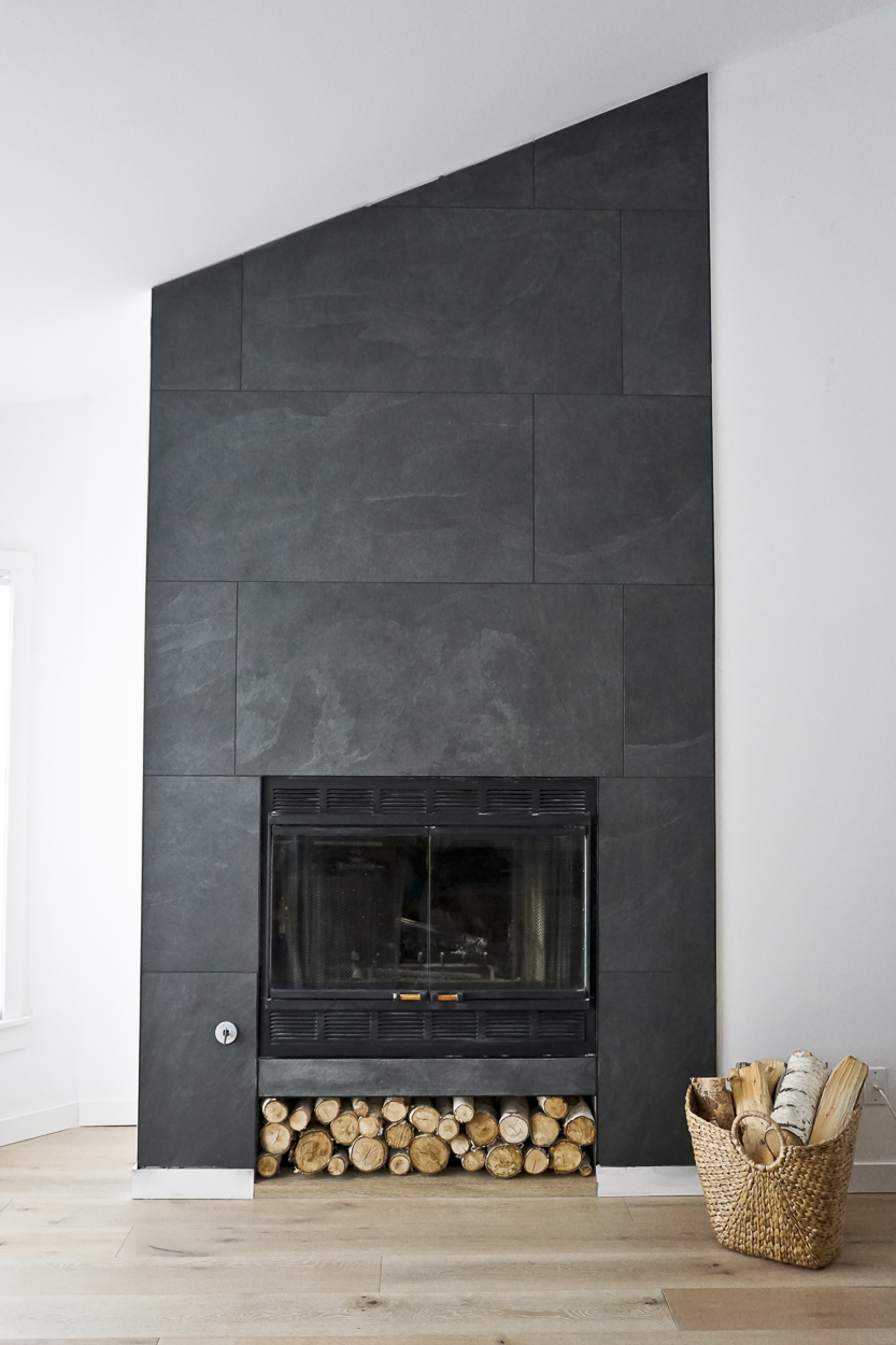 Polished Floor to Ceiling Fireplace