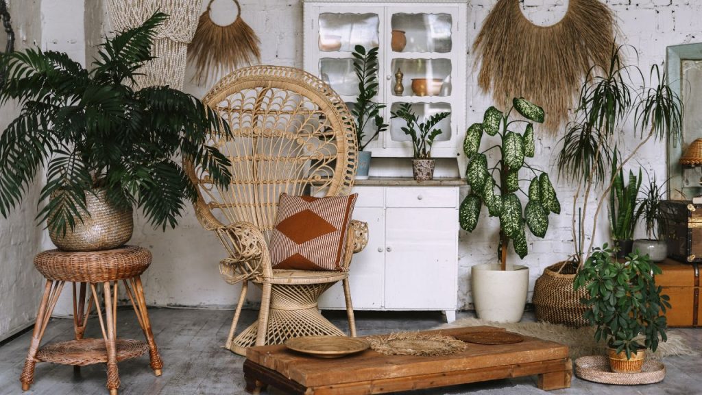 bohemian style with plants