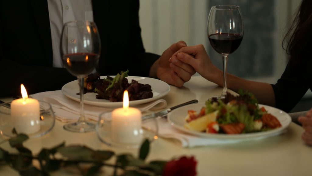 Romantic dinner proposal at home