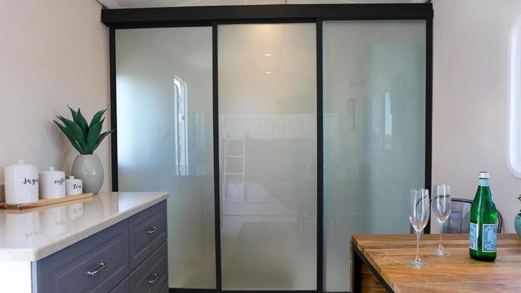 Add privacy to bathrooms or bedrooms by using frosted glass panels