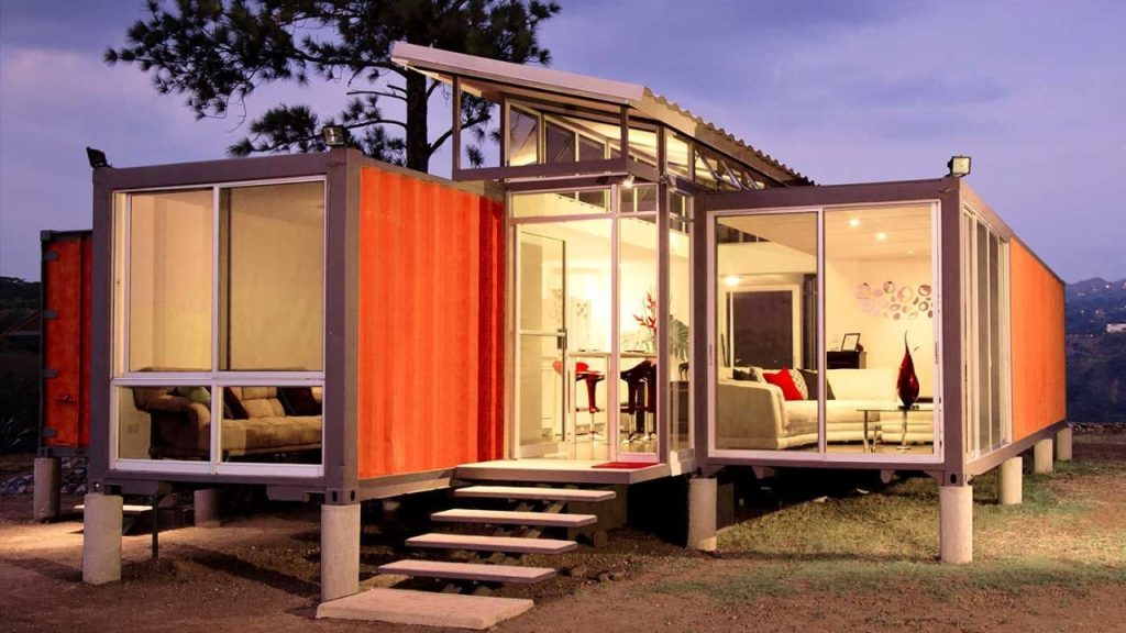 Container homes are built using repurposed shipping containers