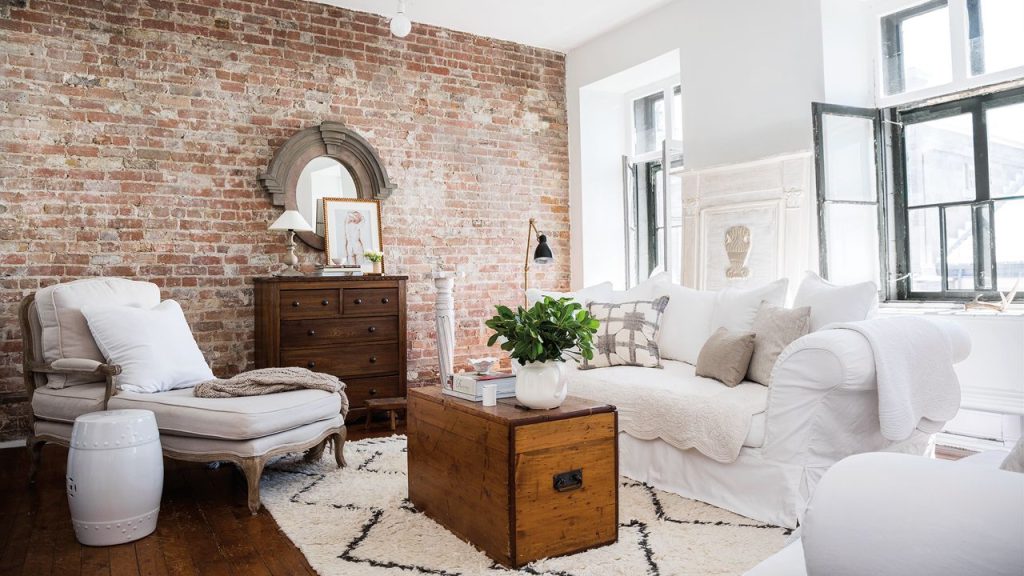 Exposed brick can create an industrial