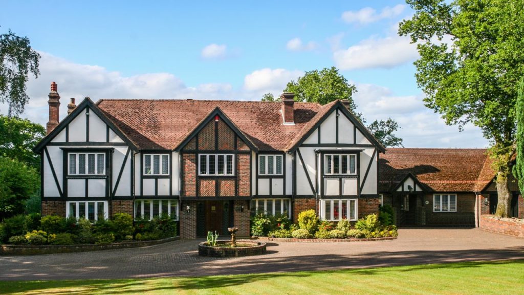 tudor house identified by their black and white facades