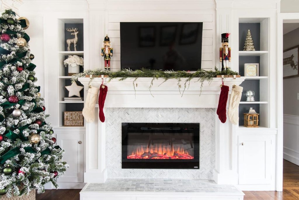 White Tiles for Modern Fireplace