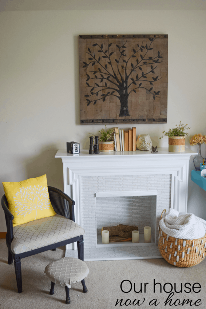 Cozy Fireplace with DIY Faux Tile
