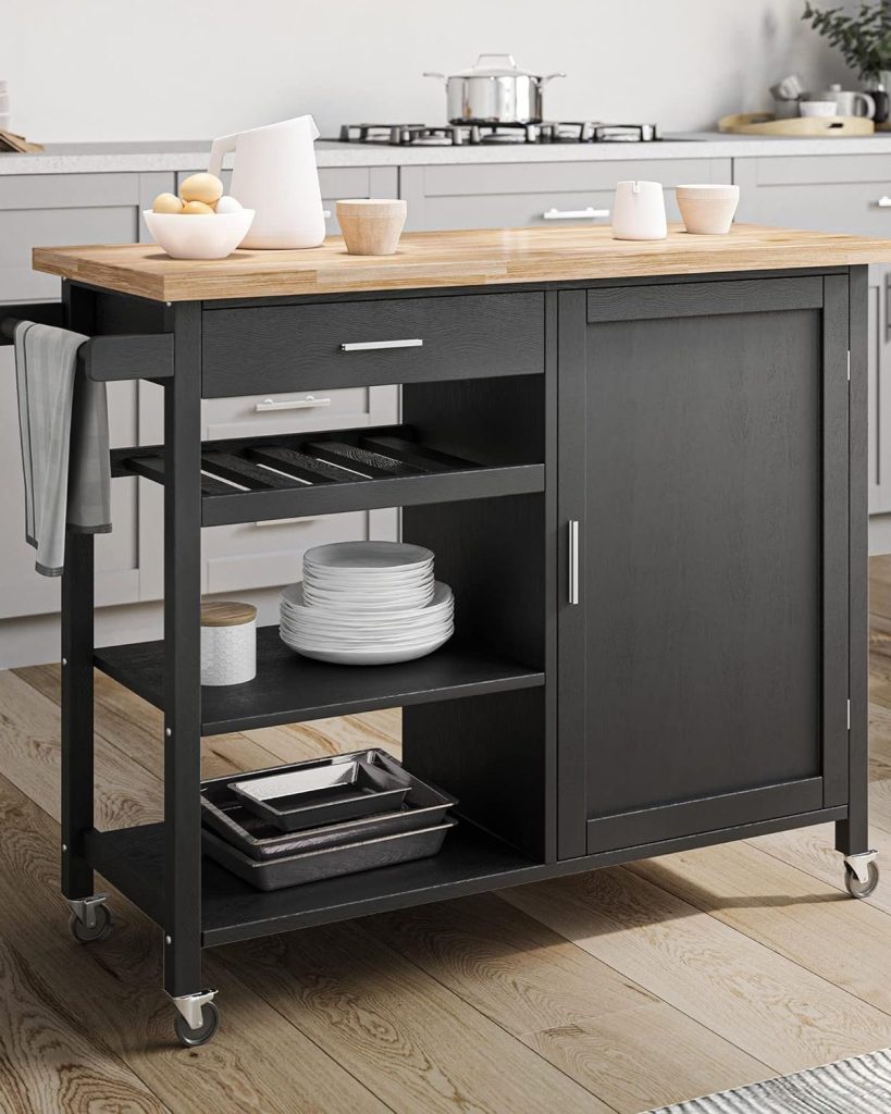 Modern Rolling Kitchen Island Cart with a Drawer