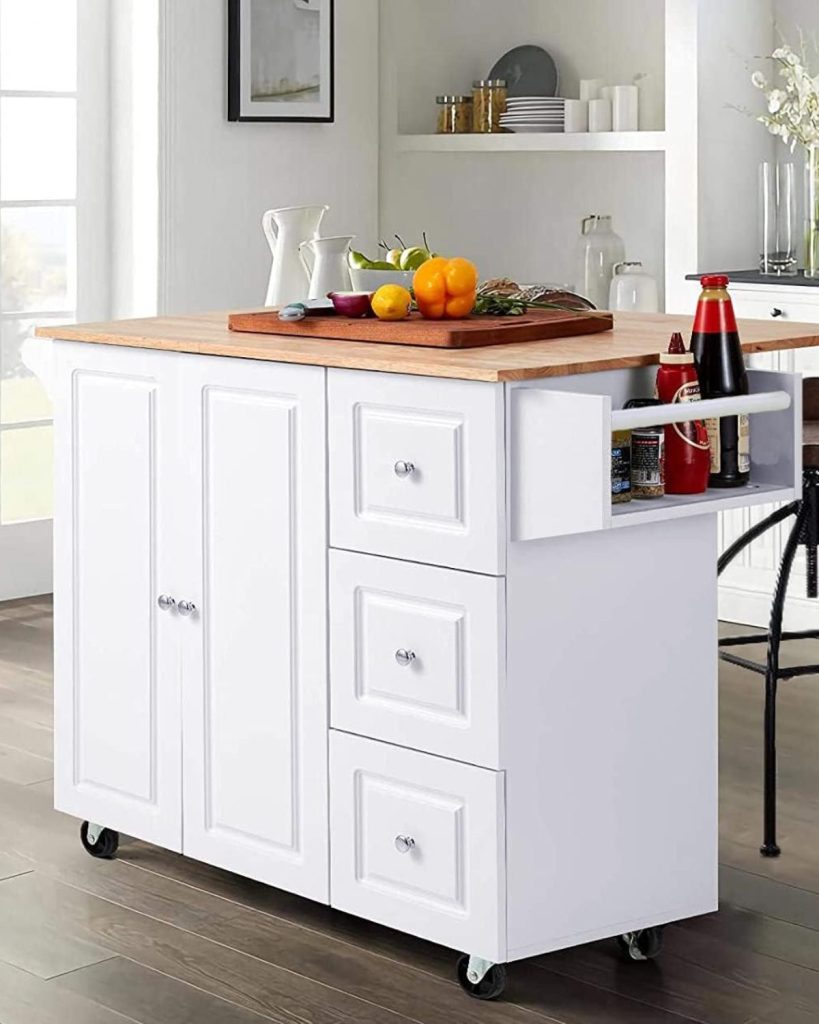 Portable Rolling Kitchen Island with Storage