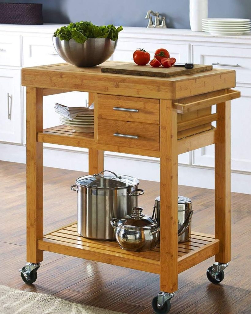 Rolling Kitchen Island Cart with Drawers Shelves