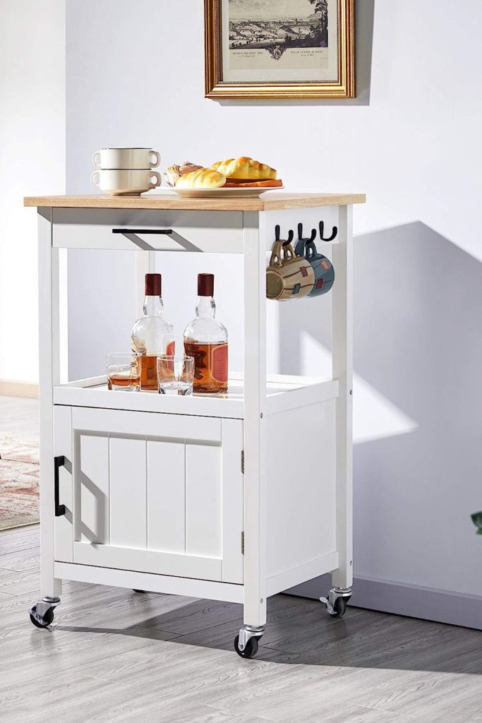 Rolling Kitchen Island with Single Door Cabinet