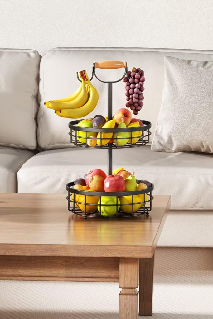 Wire Fruit Basket With 2 Banana Holders