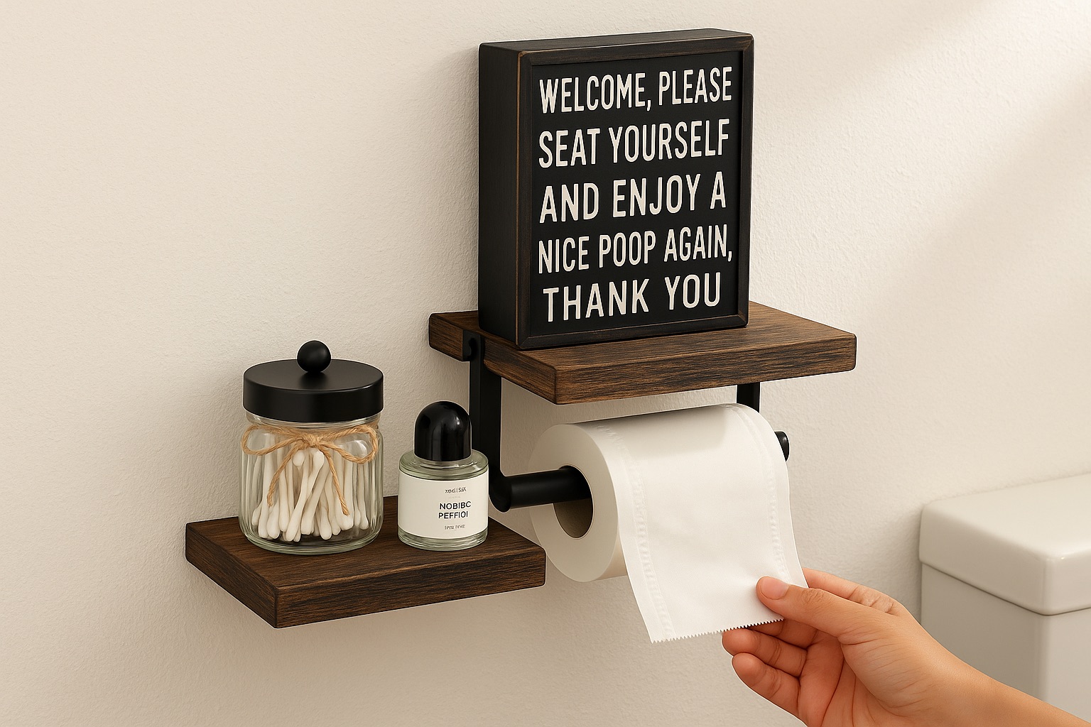Farmhouse Toilet Paper Holder for a Cozy Bathroom Upgrade