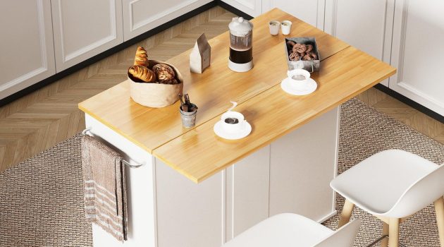 Rolling Kitchen Island Cart with Storage for Easy Cooking and Extra Space