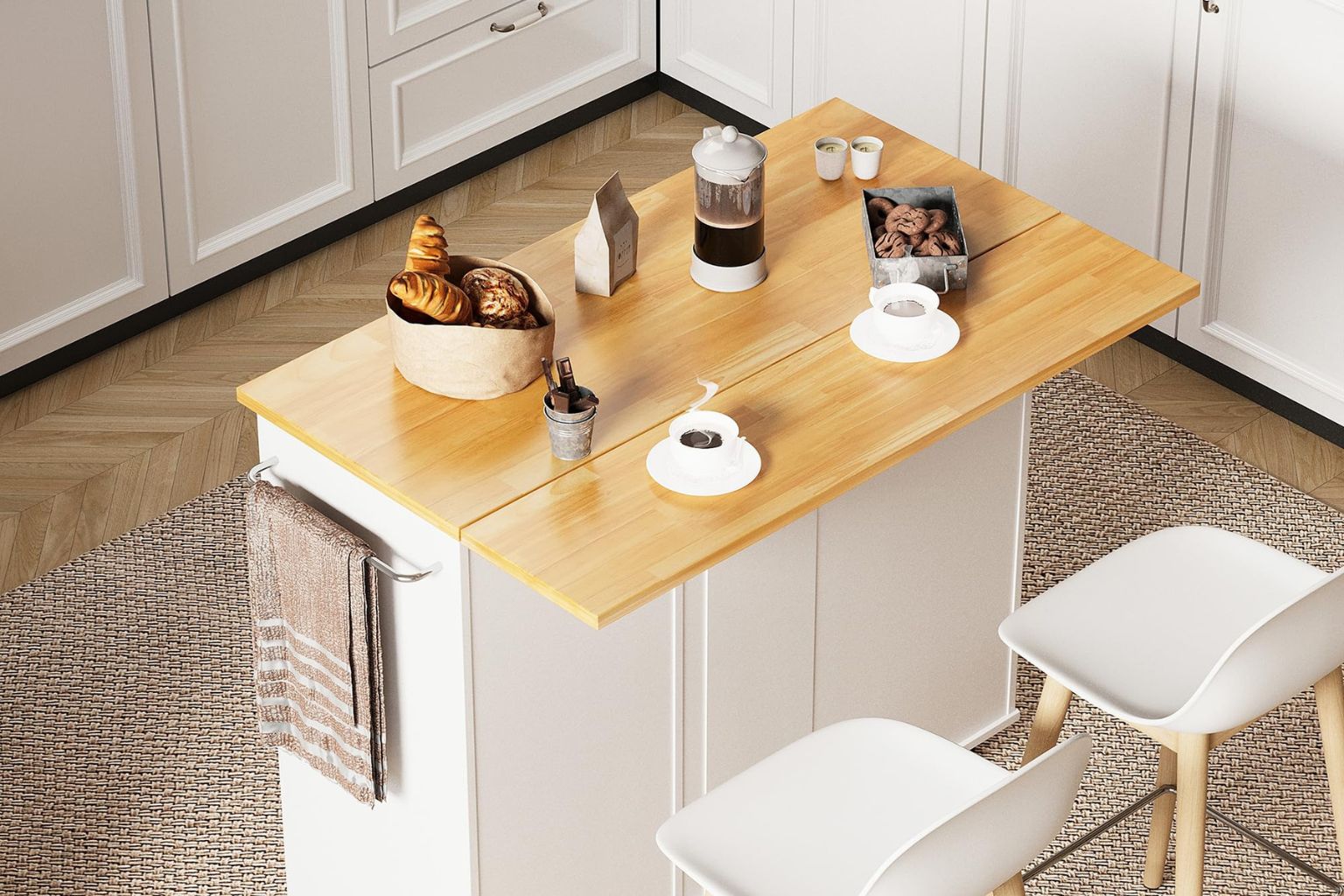 Rolling Kitchen Island Cart with Storage for Easy Cooking and Extra Space